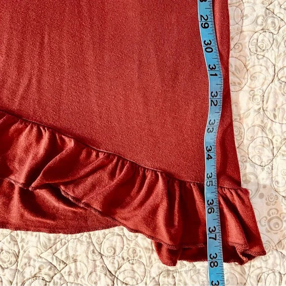 Alison Grace Dusty Rose Ruffled Sheath 3/4 Sleeve Midi Dress Cottagecore USA - Picture 4 of 8